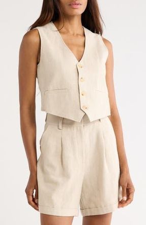 FRNCH Alix Linen & Cotton Vest in Beige at Nordstrom Rack, Size Medium