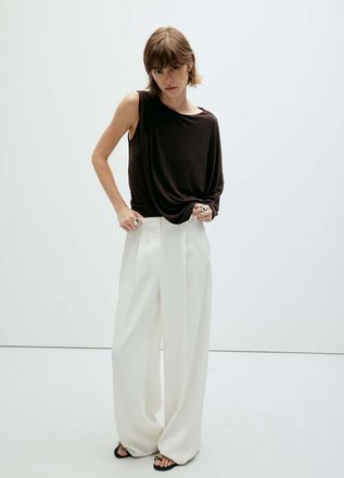Mango Blusa asimmetrica increspata marrone - Donna - XS - MANGO