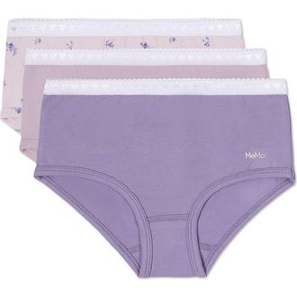 MeMoi Girls 3 Pair Pack Lovely Lavender Floral Briefs in Purple Multi at Nordstrom, Size 14P