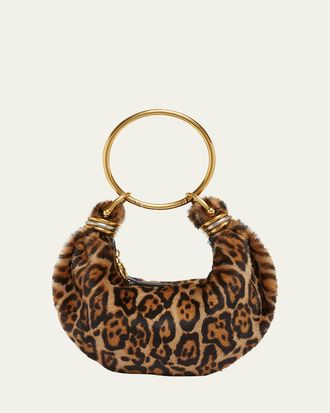 Chlo&eacute; Bracelet Hobo Bag in Leopard-Print Shearling