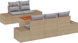 vidaXL Garden Sofa Set 6 pcs Beige, light grey Vidaxl