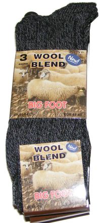 Generic 3 PAIRS OF MENS THICK CHUNKY DARK COLOURED WOOL BLEND BIG FOOT SOCKS - UK SIZE 11-14