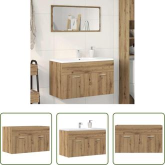 vidaXL Lavabo - Mobile Lavabo Bagno Rovere Artigianale 90x38,5x46cm Multistrato