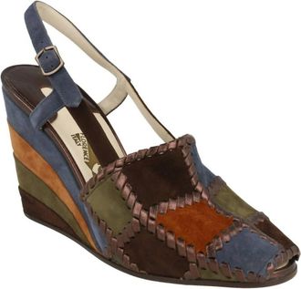 Ferragamo Womens Arlequin Wedge Sandal In Blue