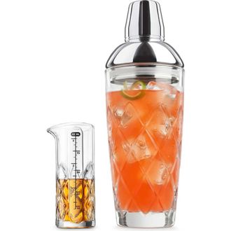 Final Touch Yarai Glass Cocktail Shaker & Jigger Set in Stainless Steel at Nordstrom