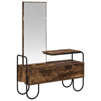 vidaXL Mesa Tocador Con Caj&oacute;n Roble Ahumado Madera De Ingenier&iacute;a Vidaxl