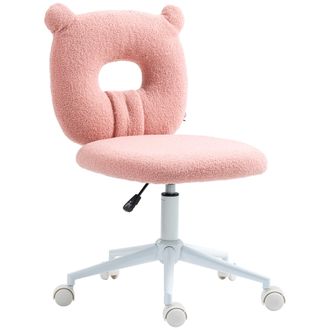 HOMCOM Homcom - Silla De Escritorio Moderno Silla Giratoria Infantil Con Asiento Ajustable En Altura Y Respaldo En Forma De Oso Carga 120 Kg