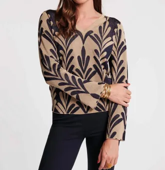 Frances Valentine Dakota Long Sleeve Top In Gold Navy