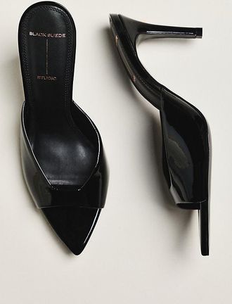 Black Suede Studio Brea 80 Mule Heels