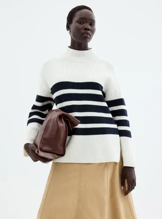 Part Two Womens Dense-knit funnel-neck sweater