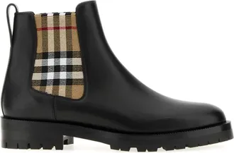 Burberry Check-Panel Chelsea Boots - female - Burberry - Chelsea Boots - Black - 5 1/2 UK - Shoes