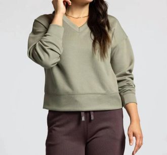 Thread & Supply V-Neck Top And Elastic Waistband Pants Set In Olive