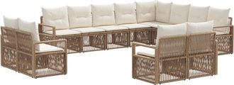 vidaXL Conjunto De Sof&aacute;s De Jard&iacute;n 12 Uds. Beige Rat&aacute;n Sint&eacute;tico Vidaxl