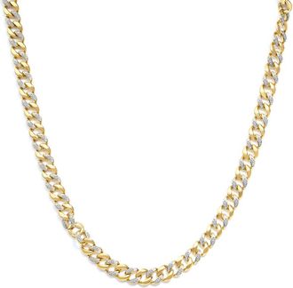 House of Brilliance 14K Yellow Gold over Silver 1.0 Cttw Diamond Cuban Link Necklace (I-J Color, I3 Clarity)