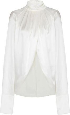 Balmain Zijden blouse met draperie - Dames - Blouses - Wit - S - Overhemden