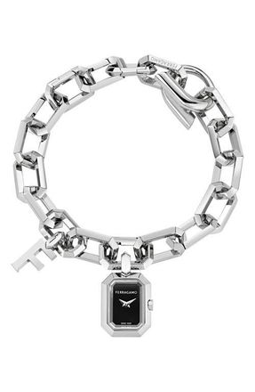 Ferragamo F Charm Bracelet Watch, 16mm x 21mm in Stainless Steel at Nordstrom