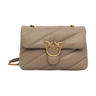 Pinko Love Puff Classic Crossbody - Dames - Schoudertassen - Beige - ONE Size - Katoen - Tassen