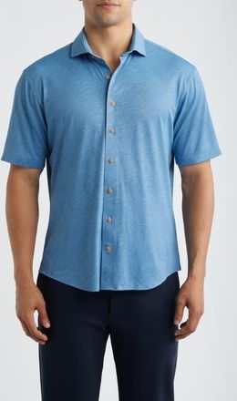 Johnnie-O Breck Hangin Out Knit Short Sleeve Button-Up Shirt in Sound Side at Nordstrom, Size Xx-Large