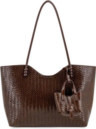 Like Dreams Womens Aveline Woven Tote Bag In Chocolate Brown