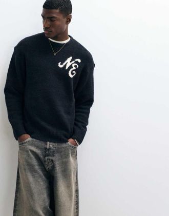 New Era Maglione lavorato nero con logo