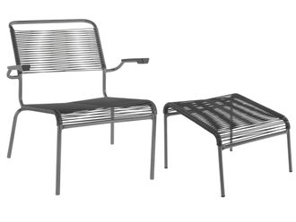 Schubiger M&ouml;bel Spaghetti-Lounger + Hocker S&auml;ntis mit Armlehnen