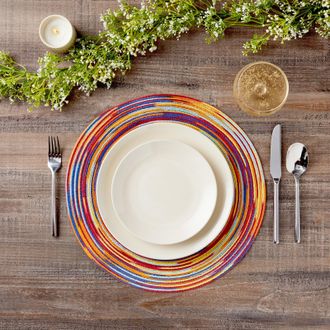 OEM Juego De 8 Manteles Individuales Redondos Y Coloridos, Manteles Individuales De Cocina Tejidos Con Dise&ntilde;o De Arco&iacute;ris, 38 Cm (15 Pulgadas)