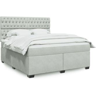vidaXL Vidaxl - Cama Box Spring Con Colch&oacute;n Terciopelo Gris Claro 180x200 Cm