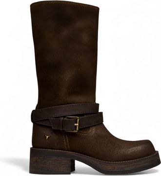 Windsor Smith Windsorsmith Womens Brownie Suede Leather Mid-Calf High Western Riding Boots - Gotcha - Dark Brown - Size EU 40