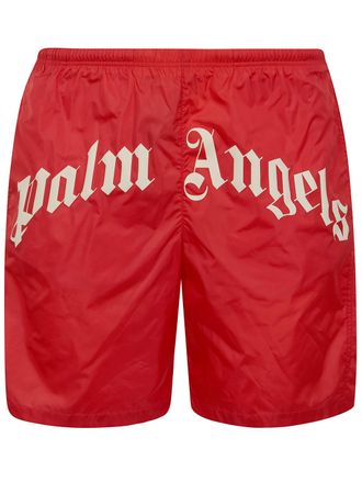 Palm Angels Costume Curved Logo Swimshort