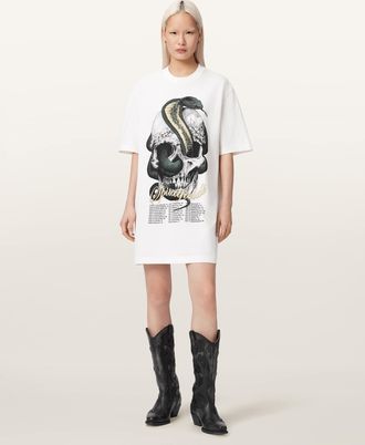 AllSaints Cotton Snakehead Mini T-Shirt Dress, Size: XS