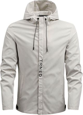 Generic Mens Waterproof Jackets,Lightweight Windbreaker Softshell Jacket,Full Zip Detachable Hood Outdoor Raincoat with Pockets,Solid Color Loose Casual Mens 