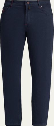 Kiton Mens Straight Leg Cotton-Stretch Five-Pocket Pants