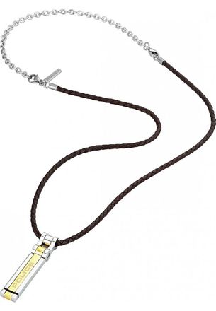 Police S14ANE11P Mens Necklace - Gold Leather - One Size