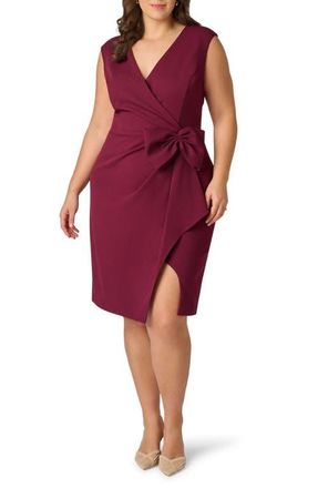 Adrianna Papell Sleeveless Bow Crepe Sheath Dress in Cabernet at Nordstrom, Size 14W