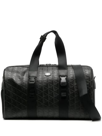 Lacoste Borsa weekend grande in pelle con monogramma - Nero