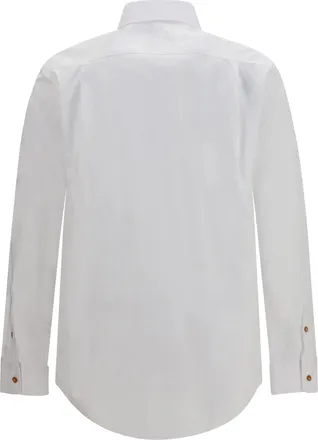 Vivienne Westwood Mens Orb Embroidered Cotton Shirt White