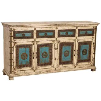 Wanderlust Deco Aparador De Madera Artesanal Blanco 180x45x96h Cm