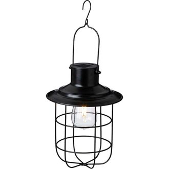 Glitzhome Metal Wire Solar Powered Outdoor Hanging Lantern in Black at Nordstrom, Size Medium