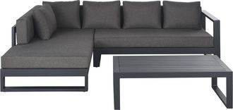 Maisons du monde Sal&oacute;n de jard&iacute;n de 5 plazas de aluminio gris antracita y mesa a juego