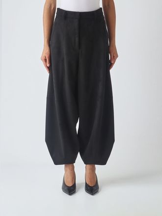 Meimeij High-Waisted Wide-Leg Trousers in Faux Suede with Belt Loops