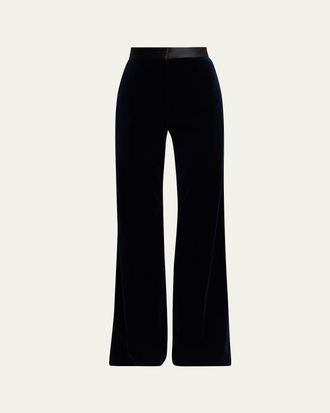 Victoria Beckham Alina Tailored Velvet Flare Trousers