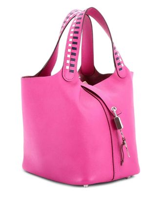 Herm&egrave;s Picotin Lock Bag Tressage Epsom PM bucket bag - women - Calf Leather - One Size - Pink