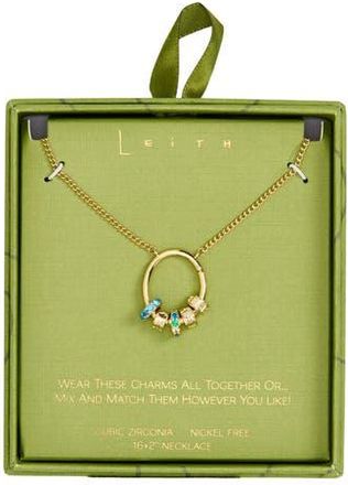 Leith Cubic Zirconia Rondelle Charm Circle Pendant Necklace in Clear- Gold at Nordstrom Rack