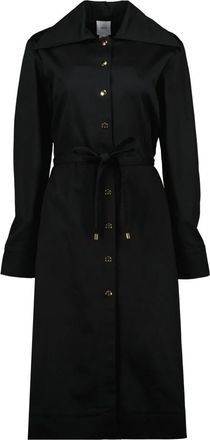 Patou Elegante Zwarte Overhemdjurk - Dames - Shirt Kleedjes - Zwart - S - Katoen - Kleedjes