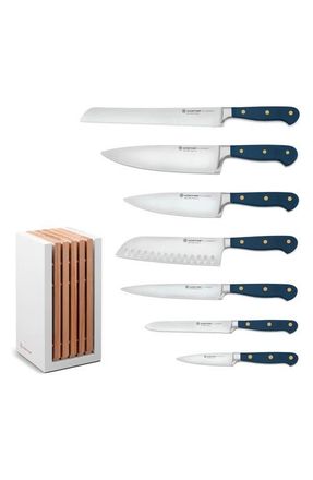 W&uuml;sthof Classic 8-Piece Designer Knife Block Set in Blue at Nordstrom