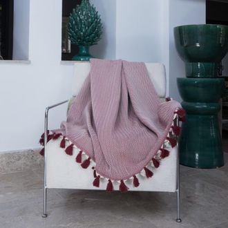 Febronie Manta plaid algod&oacute;n rojo burdeos 160x250