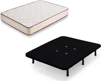 HOGAR 24 Rt50 - Colch&oacute;n Viscoel&aacute;stico + Base Tapizada Con Patas, Medida 90 X 190 Cm, Anti-acaros, Con Tejido 3d Y Aloe Vera, Gama Prestige Hotel