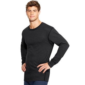 Duofold by Champion Mens Mid Weight Wicking Thermal Shirt, Black, Medium