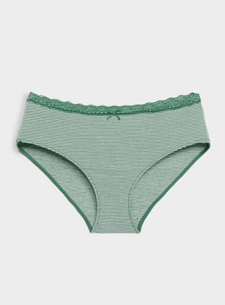 Miiyu Womens Satiny detail lace waistband Hipster Panties Organic cotton