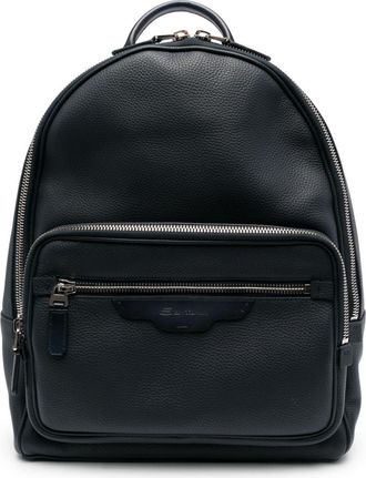 Santoni grained-texture leather backpack - men - Calf Leather - One Size - Blue
